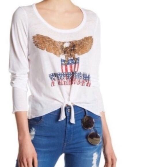 NWT Chaser tie front Freedom eagle graphic tee - Picture 1 of 5